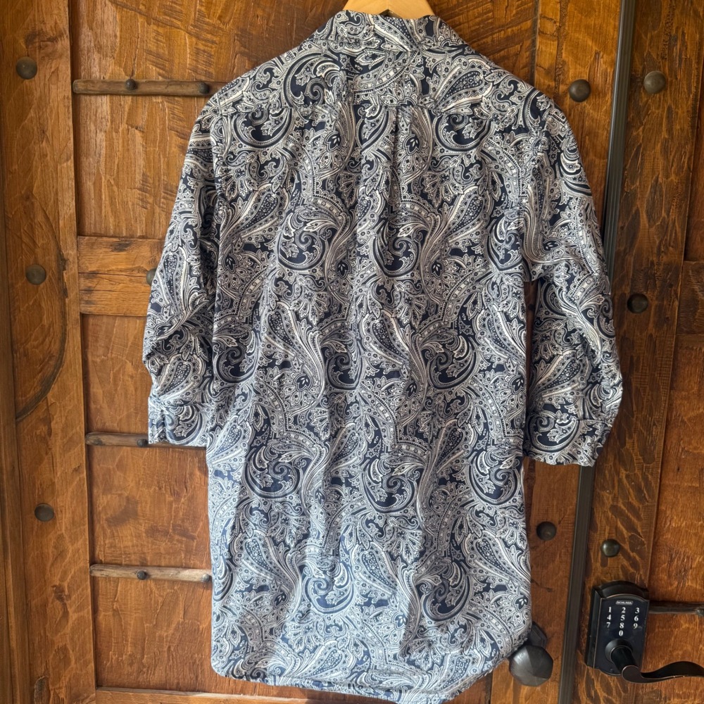 Lauren Ralph Lauren Paisley Button Down Womens XS Navy Long Sleeve Cotton Formal - Picture 10 of 10